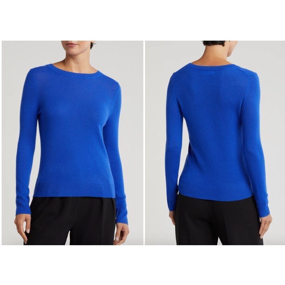 NEW Nordstrom Cashmere Blue Surf Crewneck Sweater Women's Size Large